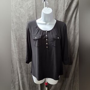 Christopher & Banks Black Button-Down Blouse
